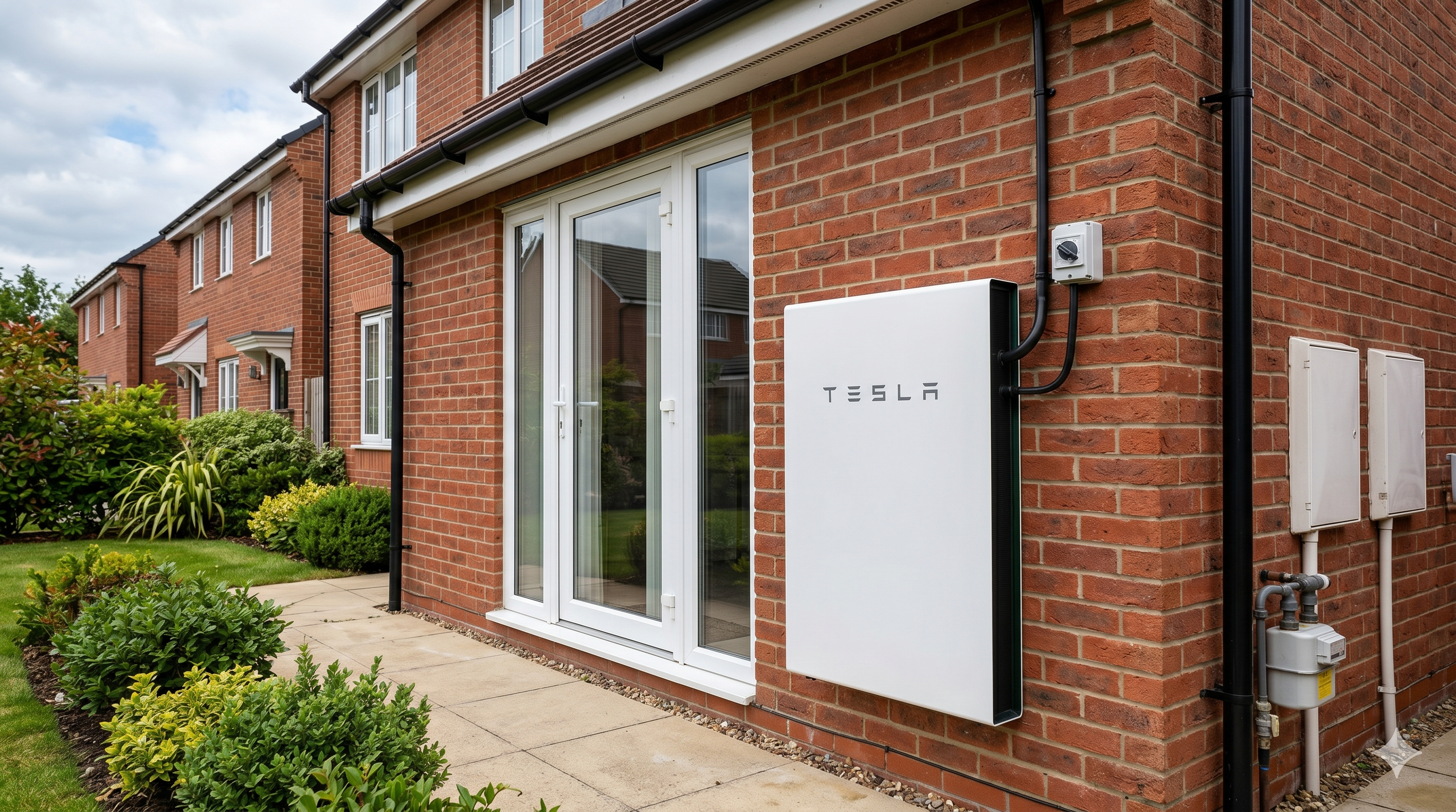 A home battery storage unit mounted on a wall in a UK home